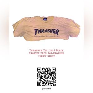 Thrasher Yellow & Black Crop Top / Cropped Tee/T-Shirt